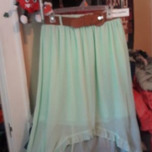 Belted high low skirt